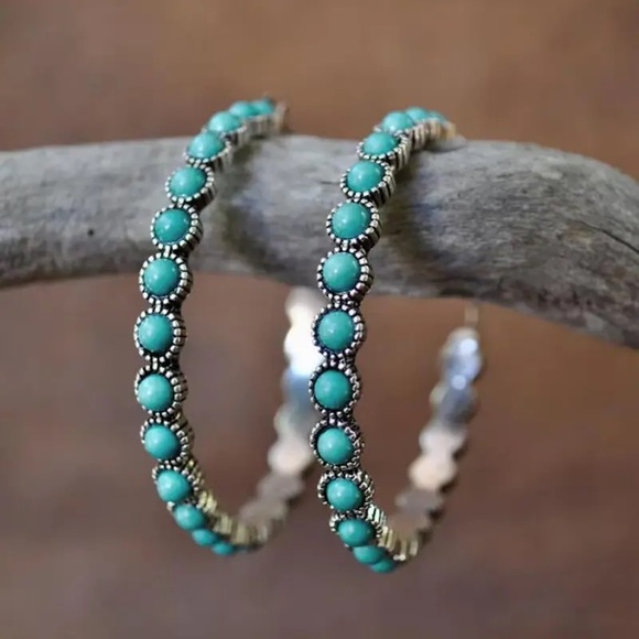 Fourty Dreams Boutique Jewelry - New turquoise and silver hoop earrings